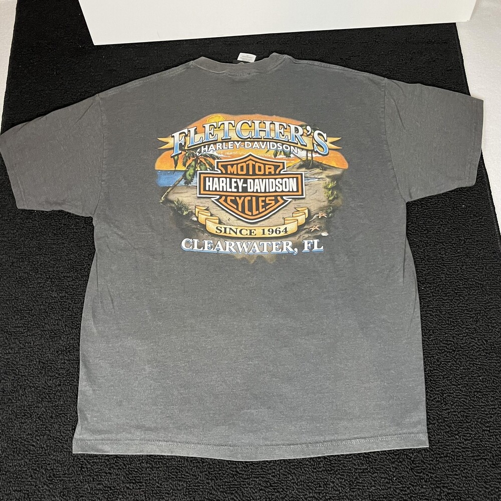 Vintage Harley Davidson Shirt Mens XL Fat Boys Rule Clearwater Florida Biker USA
